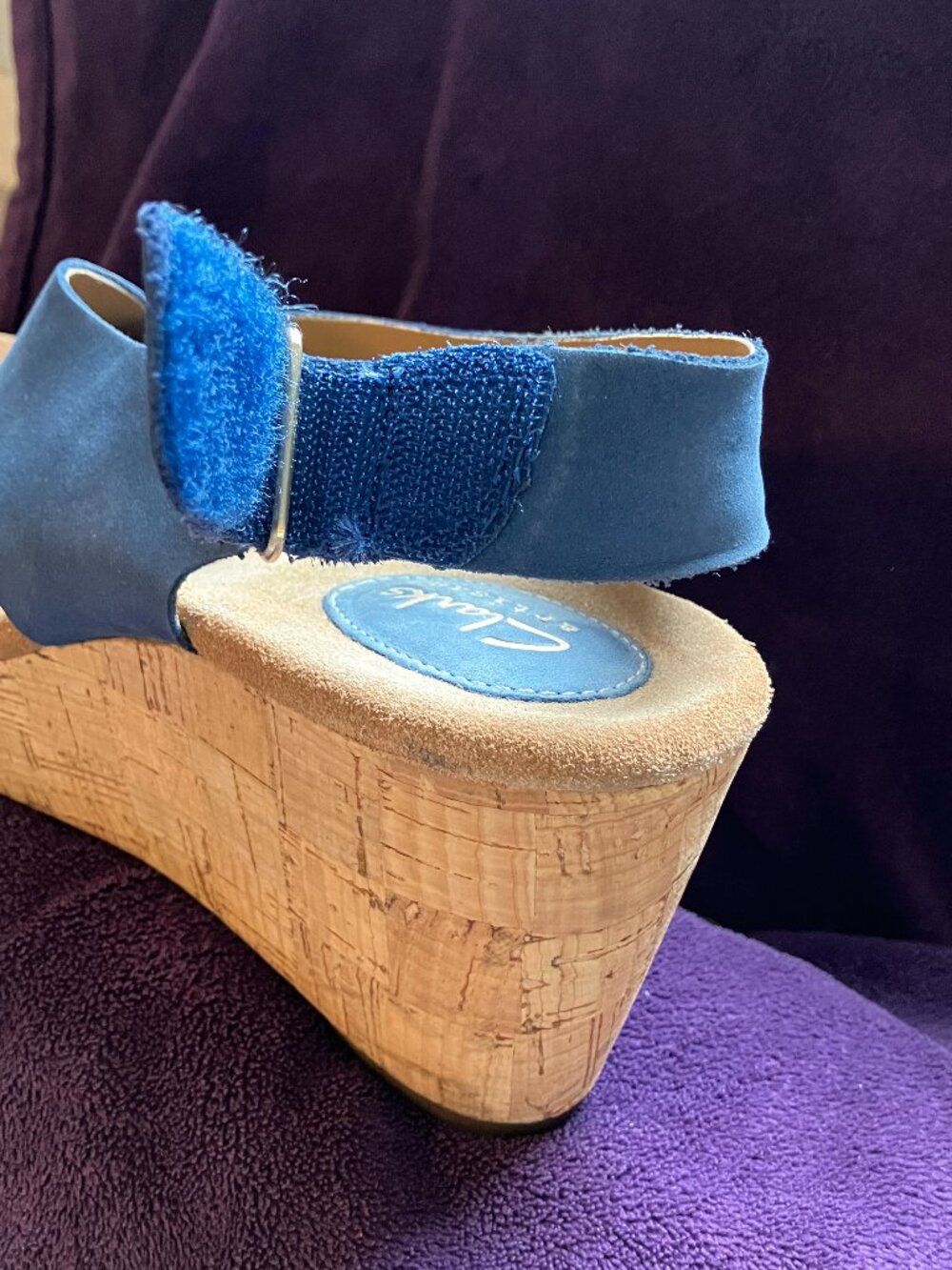 Clarks blue wedge-heel sandals - Picture 3 of 7